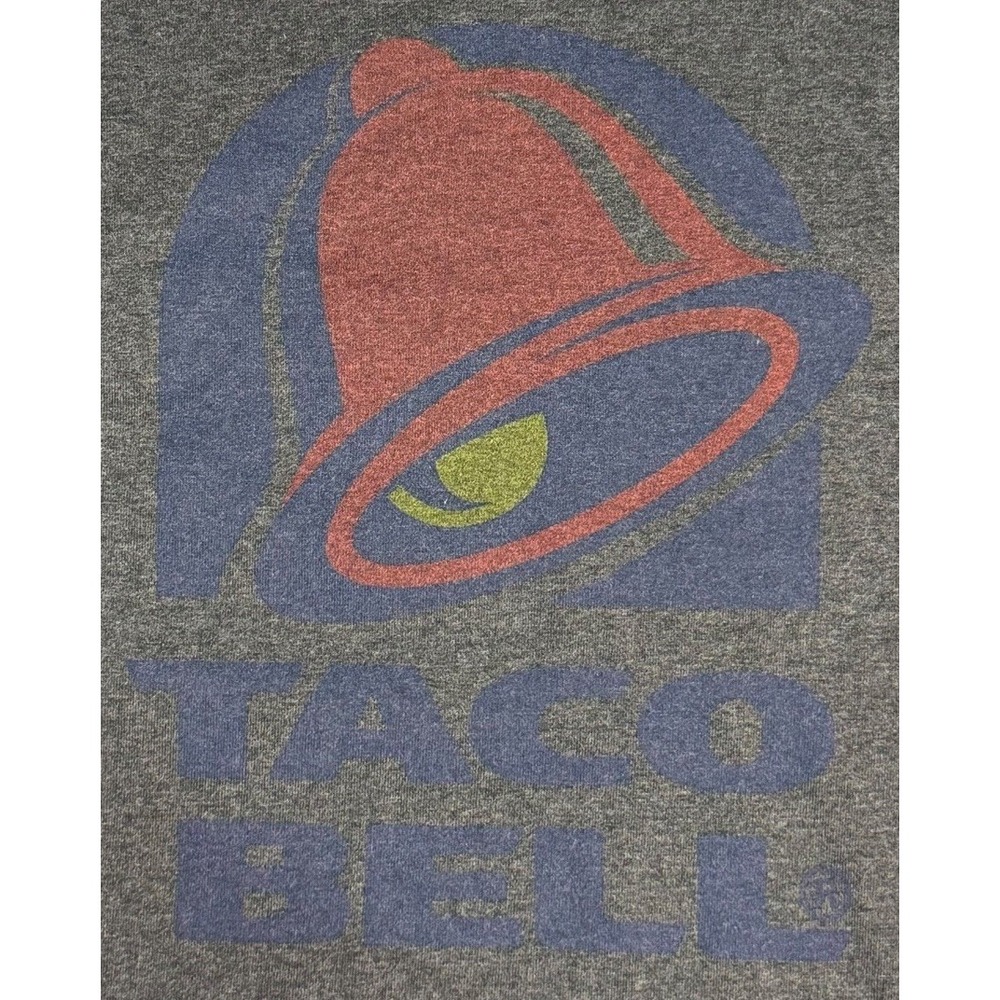 Taco Bell Fast Food Logo Gray Long Sleeve Pullover Crew Sweatshirt Mens Large